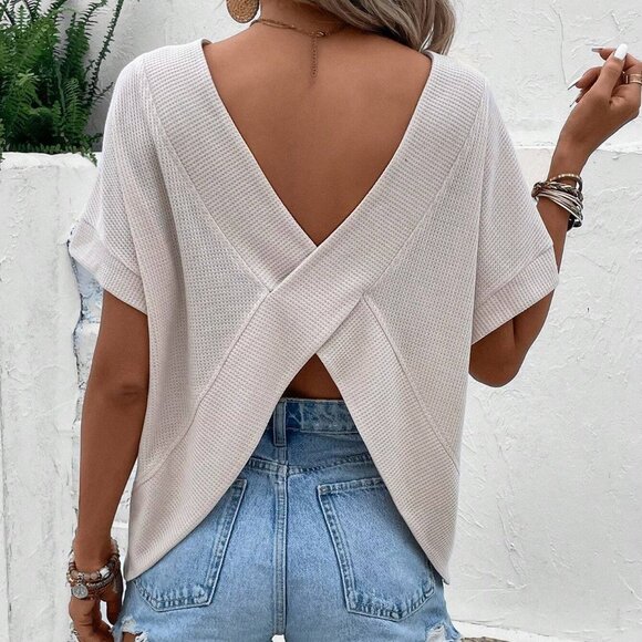 Apricot Casual Womens Solid Batwing Sleeve Tee - Picture 1 of 5